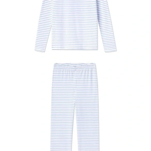 Lake Pajamas Pima Crew Long-Long Set in Baltic Blue Size XL - Picture 2 of 4